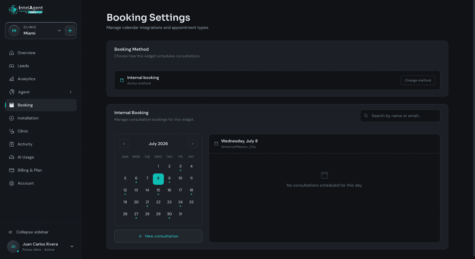 Control de citas y calendario