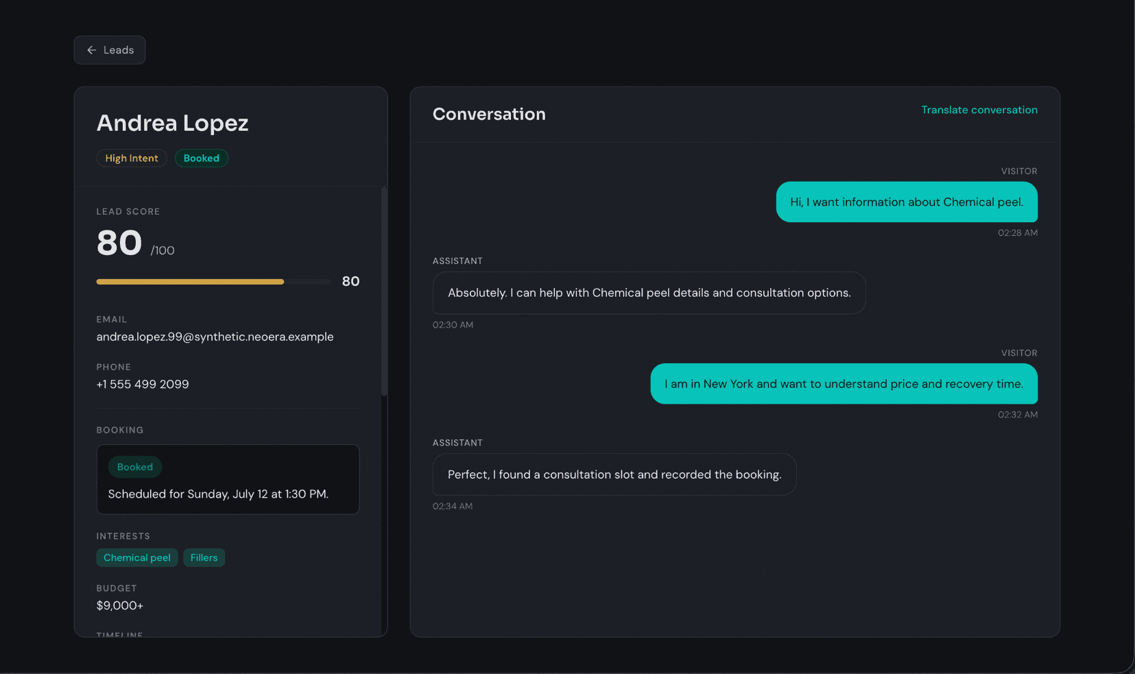 Perfil y conversación del paciente